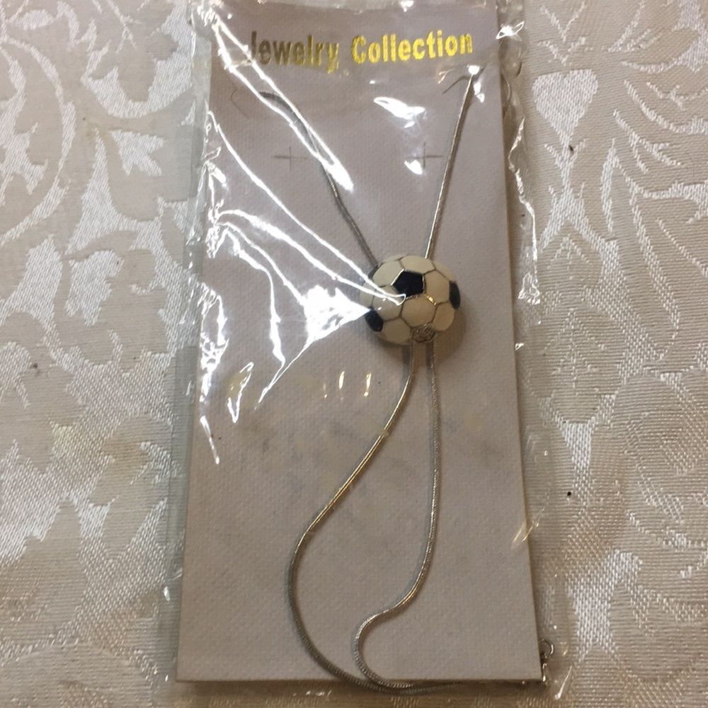 Vintage 90’s Soccer Ball Bolo Style Necklace